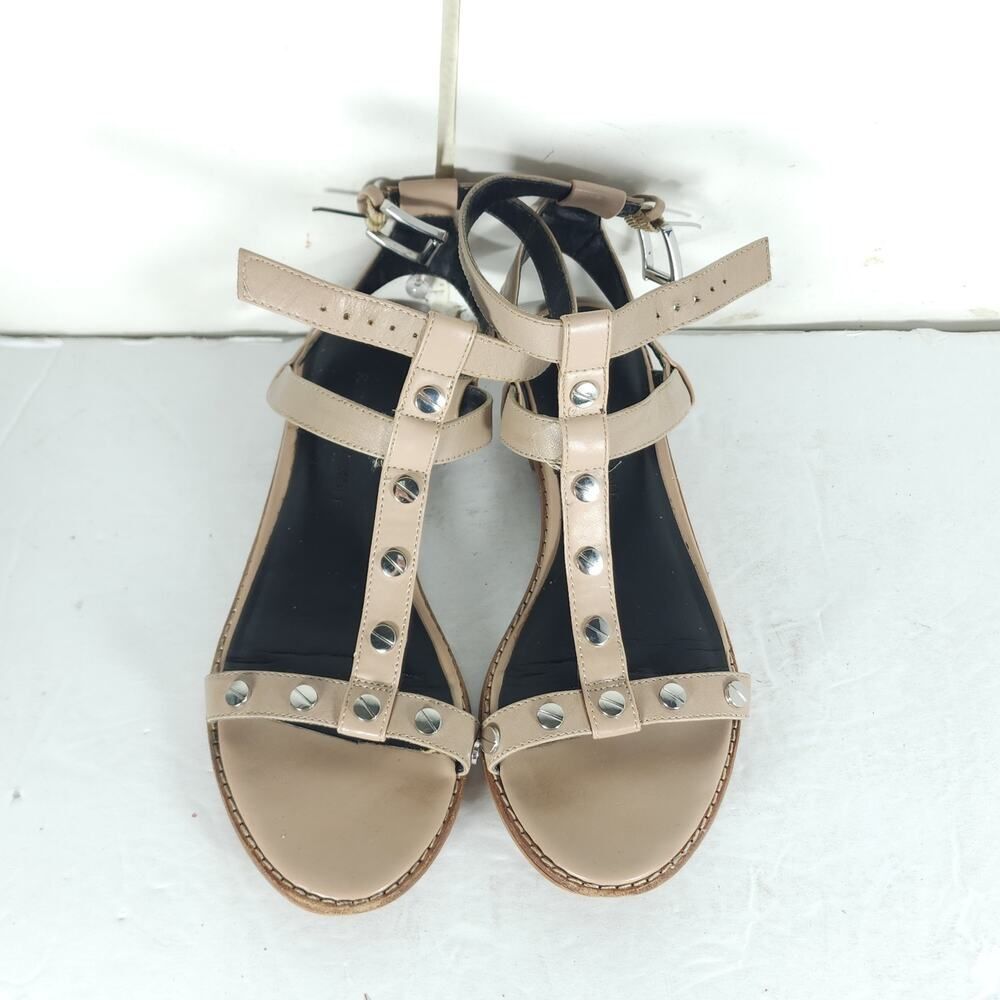 Rebecca Minkoff Women's US 6M Beige Leather Studded Strappy Gladiator Sandals - Picture 4 of 14